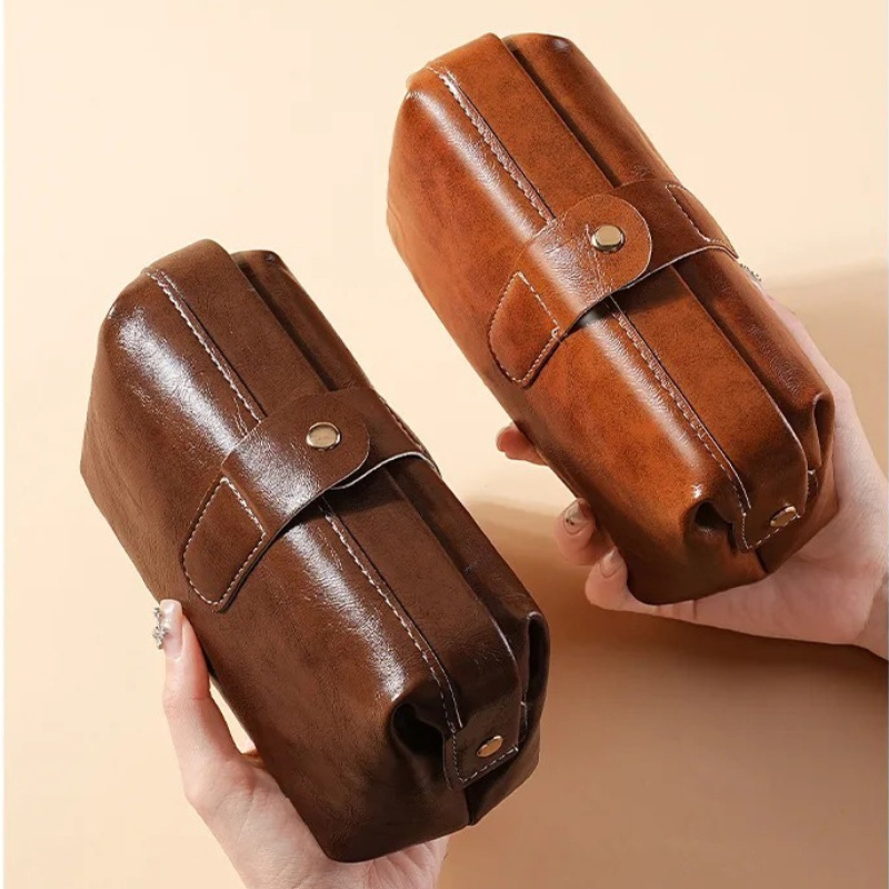 Luxury Skincare Accessories - Vintage PU-Leder Luxus Kosmetiktasche Große Kapazität